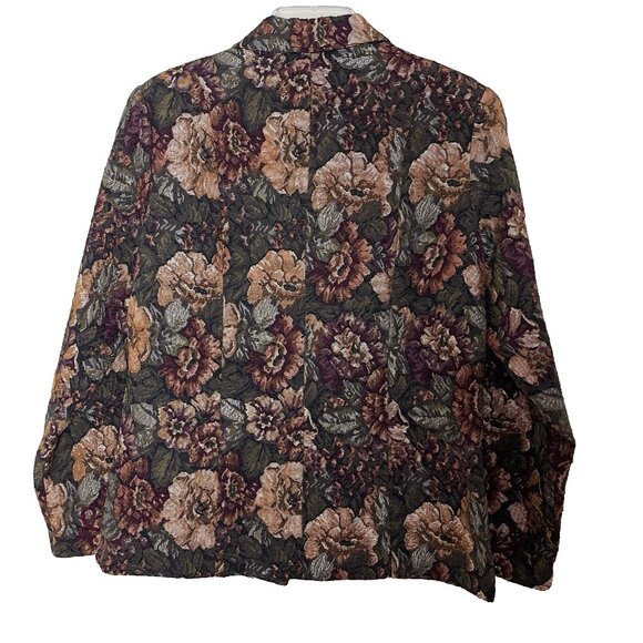 Coldwater Creek Floral Tapestry Blazer Jacket Medium Art to Wear Grannycore VTG - Picture 2 of 9